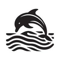 ein Delfin mit Welle Silhouette Illustration vektor