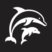 Stammes- Muster Delfin Illustration im schwarz und Weiß vektor