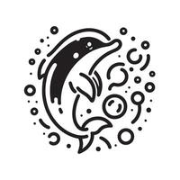 Stammes- Delfin mit Wasser Luftblasen Illustration auf ein Weiß Hintergrund vektor