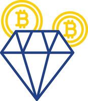 bitcoin diamant linje två Färg ikon design vektor