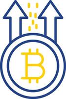 Bitcoin erhebt euch Linie zwei Farbe Symbol Design vektor