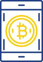 Bitcoin Zahlen Linie zwei Farbe Symbol Design vektor