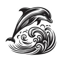 Stammes- Muster Delfin Illustration auf ein Weiß Hintergrund vektor