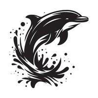 Delfin Silhouette Illustration im schwarz und Weiß vektor