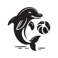 Delfin Silhouette Illustration im schwarz und Weiß vektor