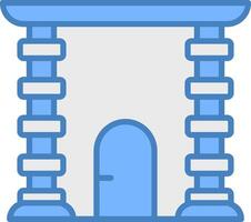 archway linje fylld blå ikon vektor