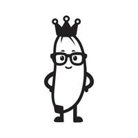 ein süß Banane tragen Stehen mit Brille und Krone vektor