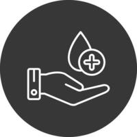 spenden Blut Linie invertiert Symbol Design vektor