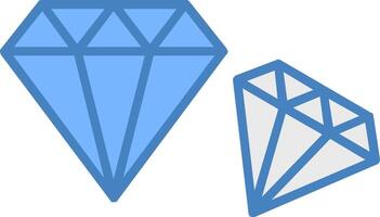 diamant linje fylld blå ikon vektor
