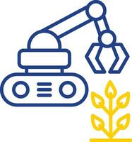 landwirtschaftlich Roboter Linie zwei Farbe Symbol Design vektor