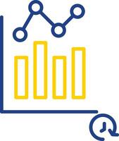 Zeit Analyse Linie zwei Farbe Symbol Design vektor