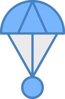 fallskärmshopp linje fylld blå ikon vektor