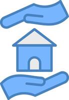 Zuhause Versicherung Linie gefüllt Blau Symbol vektor