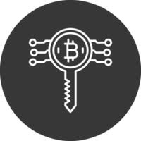 Bitcoin Schlüssel Linie invertiert Symbol Design vektor