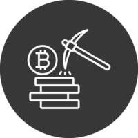 Bitcoin Bergbau Linie invertiert Symbol Design vektor