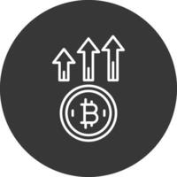 bitcoin upp linje omvänd ikon design vektor