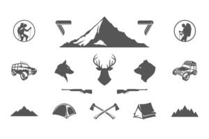 camping och utomhus- äventyr design element och ikoner uppsättning illustration vektor