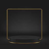 3d cylinder podium piedestal lyx elegant svart utställningslokal realistisk illustration vektor