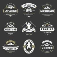 Camping Logos Vorlagen Design Elemente und Silhouetten einstellen vektor