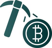 Bitcoin Bergbau Glyphe Gradient Symbol vektor