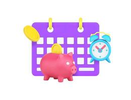 Anerkennung Lastschrift finanziell Zahlung Gehalt Ersparnisse Investition Kalender Erinnerung 3d Symbol realistisch vektor