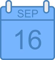 September Linie gefüllt Blau Symbol vektor