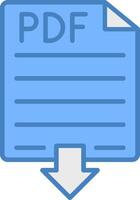 pdf linje fylld blå ikon vektor