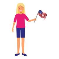 blonde Frau mit amerikanischer Flagge. vektor