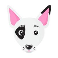 Vektor-Cartoon-Hund-Gesicht der Bullterrier-Rasse. vektor