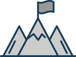 Tor Gipfel Linie gefüllt Graustufen Symbol Design vektor