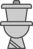 toalett linje fylld gråskale ikon design vektor
