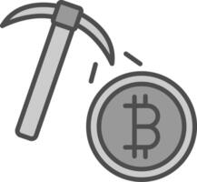 Bitcoin Bergbau Linie gefüllt Graustufen Symbol Design vektor