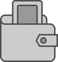 digital plånbok linje fylld gråskale ikon design vektor