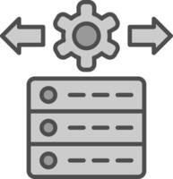 Daten Verwaltung Linie gefüllt Graustufen Symbol Design vektor