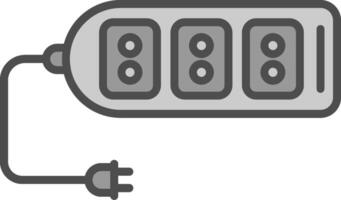 förlängning kabel- linje fylld gråskale ikon design vektor