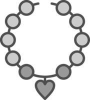 Perle Halskette Linie gefüllt Graustufen Symbol Design vektor