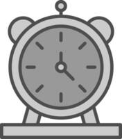 Alarm Uhr Linie gefüllt Graustufen Symbol Design vektor