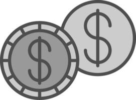Dollar Linie gefüllt Graustufen Symbol Design vektor