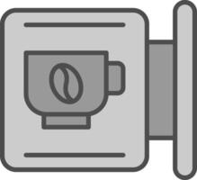 Kafé Skyltning linje fylld gråskale ikon design vektor