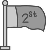 Flagge Linie gefüllt Graustufen Symbol Design vektor
