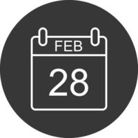 februari linje omvänd ikon design vektor