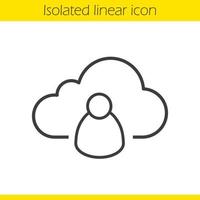 Lineares Symbol für Cloud-Speicherbenutzer. dünne Linie Abbildung. Webspeicherung personenbezogener Daten. Cloud-Computing-Kontursymbol. Vektor isolierte Umrisszeichnung