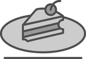 Stück von Kuchen Linie gefüllt Graustufen Symbol Design vektor