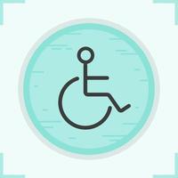 Rollstuhl-Farbsymbol. Ungültiges WC-Türschild. Behinderte. isolierte vektorillustrationen vektor