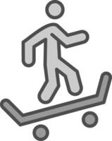 Skateboarding Linie gefüllt Graustufen Symbol Design vektor