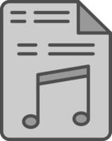 Musik- Datei Linie gefüllt Graustufen Symbol Design vektor
