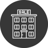 hus för försäljning linje omvänd ikon design vektor