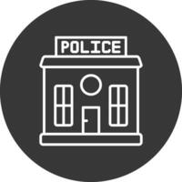 polis station linje omvänd ikon design vektor