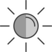 Sonne Linie gefüllt Graustufen Symbol Design vektor