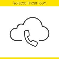 Lineares Symbol für Cloud-Computing-Callcenter. Handset dünne Linie Abbildung. Webspeicher-Support-Konzept. Kontursymbol. Vektor isolierte Umrisszeichnung